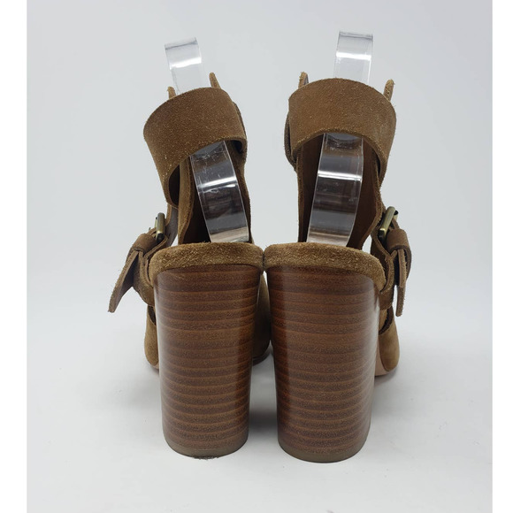 Paige Mimi Brown Suede Block Heel peep toe Sandal - Picture 6 of 9